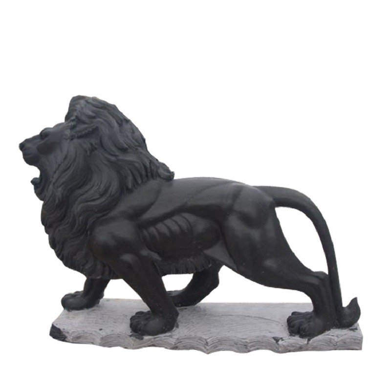 Customized Black Marble Lions Statue Walking Lion Stone Sculptures