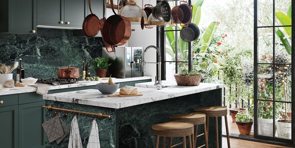 modern kitchen kitchen island green marble verde tinos carrara mix kitchen 1614609430